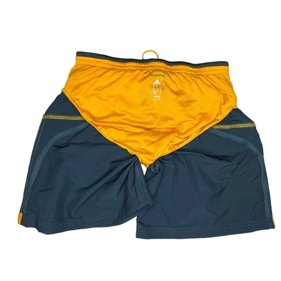 adidas response medium athletic shorts  lining gray neon orange stripe - Picture 5 of 5